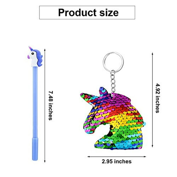 3 Pieces Sequined Unicorn Keychains for Party Gifts and School Supplies Outus Unicorn Notebook Set 2 Pieces Purple Unicorn Multicolor Pens Reversible Sequin Unicorn Pattern Notebook with Lock